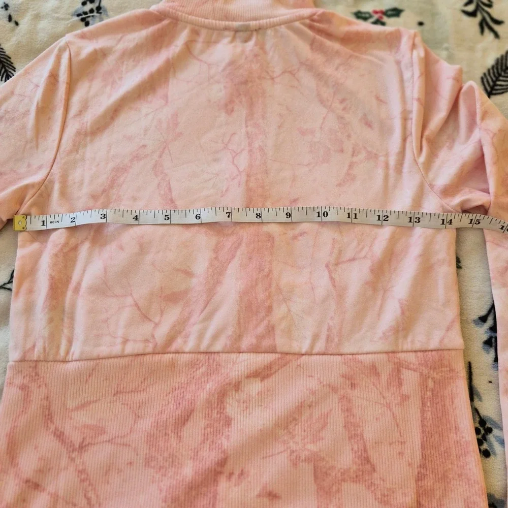 NWOT Derek Heart Youth Girls Pink Tie Dye Marble Cropped Zip Up Track Jacket M